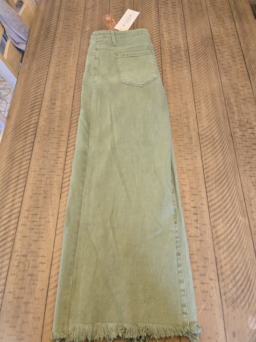 Risen Sage Green Cropped Wide-Leg High-Rise Jeans - Picture 3 of 4